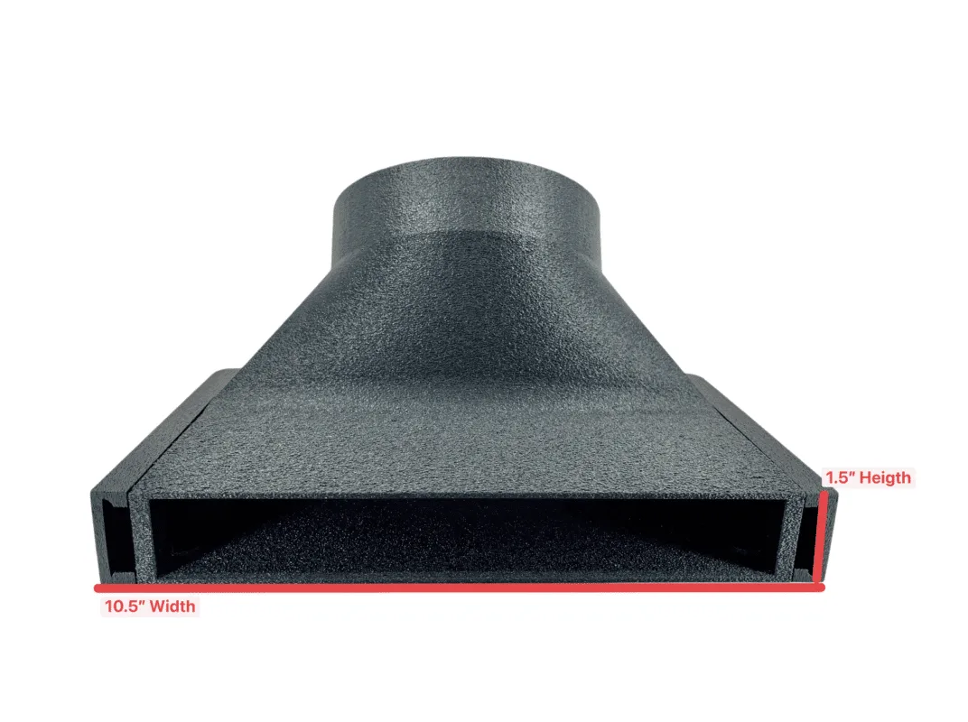 FAQ 180 Under Garage Door Seal Narrow Vent Exhaust Smoke Laser Portable AC Duct Shroud 1.5in in Height - Perfect for HOAs!