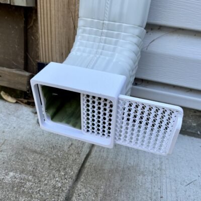 Gutter Downspout Drain Guard, Erosion Defuser/Preventer for Rodents, Critters, Insects & Pests. Tooless clean out design