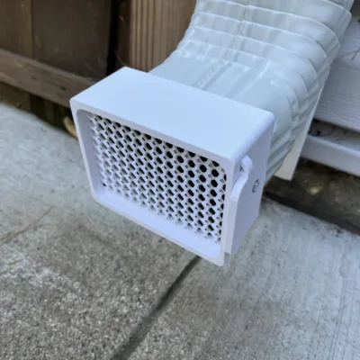Alternative view of Gutter Downspout Drain Guard, Erosion Defuser/Preventer for Rodents, Critters, Insects & Pests. Tooless clean out design