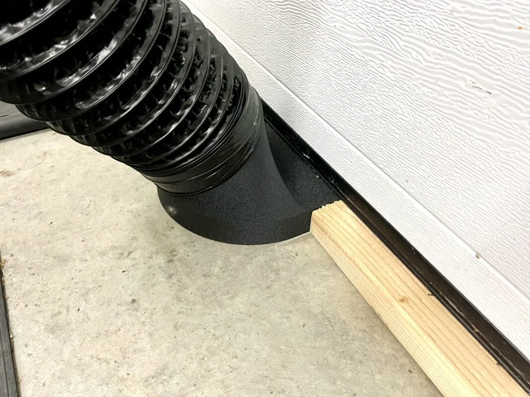 FAQ 173 Under Garage Door Seal Narrow Vent Exhaust Smoke Laser Portable AC Duct Shroud 1.5in in Height - Perfect for HOAs!