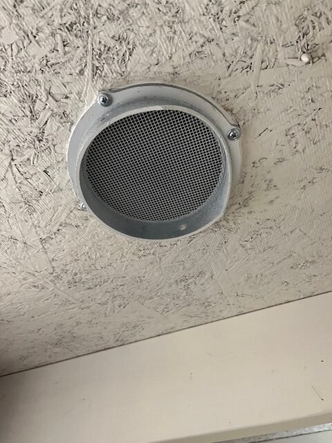 Ecoflow Wave 3 Mountain Hideaway 4 a round metal object on a ceiling