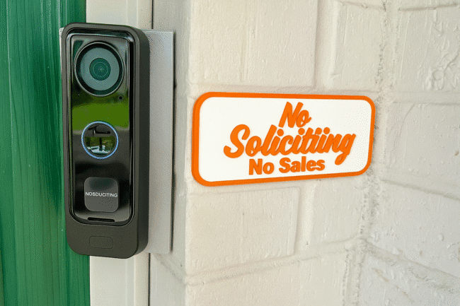 No Soliciting Sign, Do not ring the door bell, Do not knock sign, dogs will bark, door sign 2.5" x 6" - Image 4