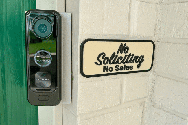 No Soliciting Sign, Do not ring the door bell, Do not knock sign, dogs will bark, door sign 2.5" x 6" - Image 5