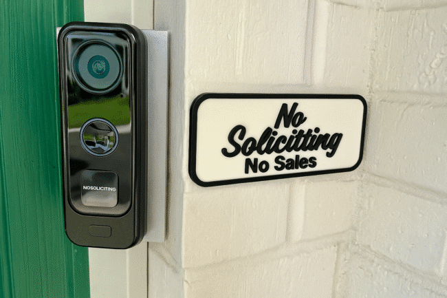 No Soliciting Sign, Do not ring the door bell, Do not knock sign, dogs will bark, door sign 2.5" x 6" - Image 8