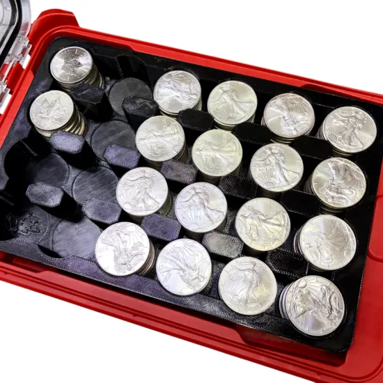 Milwaukee Packout Slim Compact Silver Eagle Tray - Holds 264 1oz Coins! Stackable