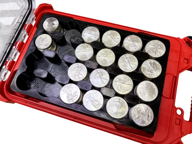 Milwaukee Packout Slim Compact Silver Eagle Tray - Holds 264 1oz Coins! Stackable - Image 6