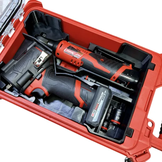 Milwaukee Packout M12 3/8 Inch Stubby Impact Wrench (GEN2,GEN3) & 3/8 Inch Ratchet Insert For Milwaukee Packout Container Model 48-22-8435