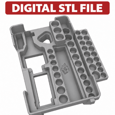 Milwaukee Packout M12 3/8" Ratchet Driver (Model 2457-20 + 2567-20 High Speed) & Socket Shockwave Insert For Packout Container Model 48-22-8435 - DIGITAL STL