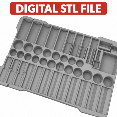 Milwaukee Packout Insert Tray for 3/8 inch 43-Piece Impact Shockwave Socket 49-66-7009 Insert For Packout Container Model 48-22-8436 - DIGITAL STL