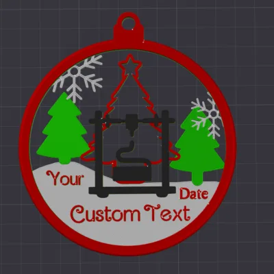 Alternative view of Custom 4in Round Personalized 3D Printer Christmas Ornament 3 Trees, Snowflakes, Great Gift for the 3D Printer hobbyist or enthusiast!