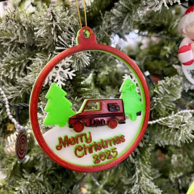 Custom 4in Round Personalized USPS Mail Delivery Driver Christmas Ornament 3 Trees, Snowflakes, Great Gift for your Delivery Person!