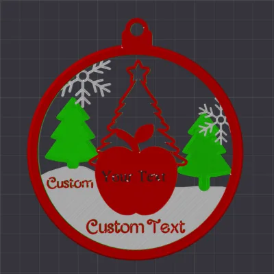 Alternative view of Custom 4in Round Personalized Teacher Christmas Ornament 3 Trees, Snowflakes, Great Gift for Family, Friends