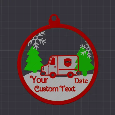 Alternative view of Custom 4in Round Personalized UPS Delivery Driver Christmas Ornament 3 Trees, Snowflakes, Great Gift for your Delivery Person!
