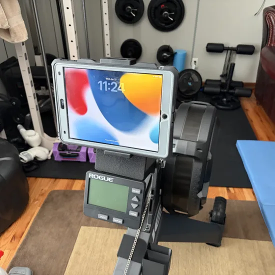 Rower ipad Tablet Mount Bracket for Rogue Echo Rower. 4.7" to 13" Wide - 360 Adjustable