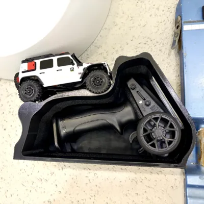 Alternative view of SCX24 SCX30 24th and 30th  Scale Axial Rock Crawler & Remote Wall or Shelf Mount Bracket