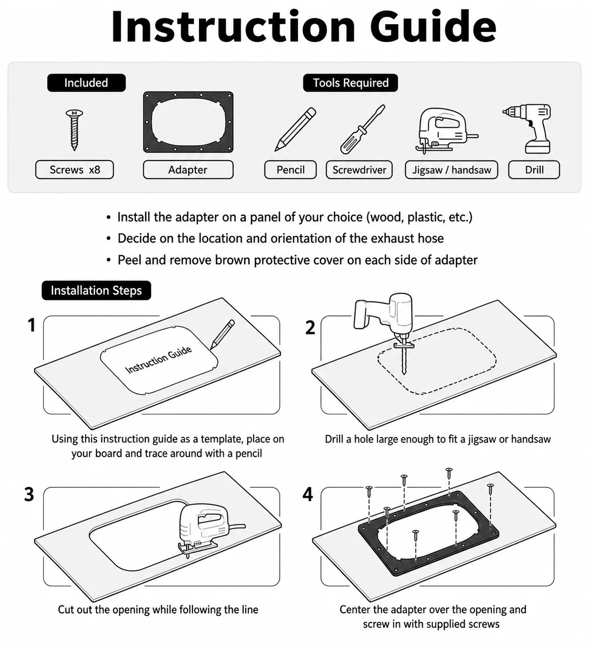 AC Vent Exhaust Hose Adapter Plate for Window, Sliding Door, Wall compatible for Whynter & Midea Duo 9 AC Vent Exhaust Hose Adapter Plate for Window, Sliding Door, Wall compatible for Whynter & Midea Duo - Image 7