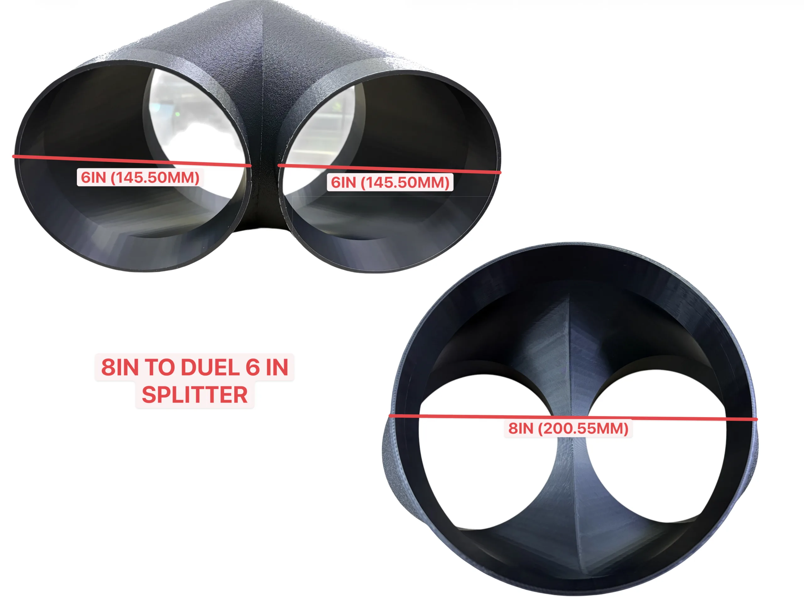 2-Way Splitter Duct 5.9in, 6in, 8in to Duel 5.9in or 6in HVAC Hoses - High Temp ASA 8 2-Way Splitter Duct 5.9in, 6in, 8in to Duel 5.9in or 6in HVAC Hoses - High Temp ASA - Image 6