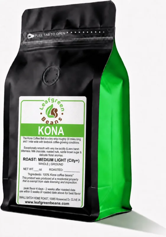 Leafgreen Beans Roasted Coffee 17 Kona - Roasted Coffee Beans