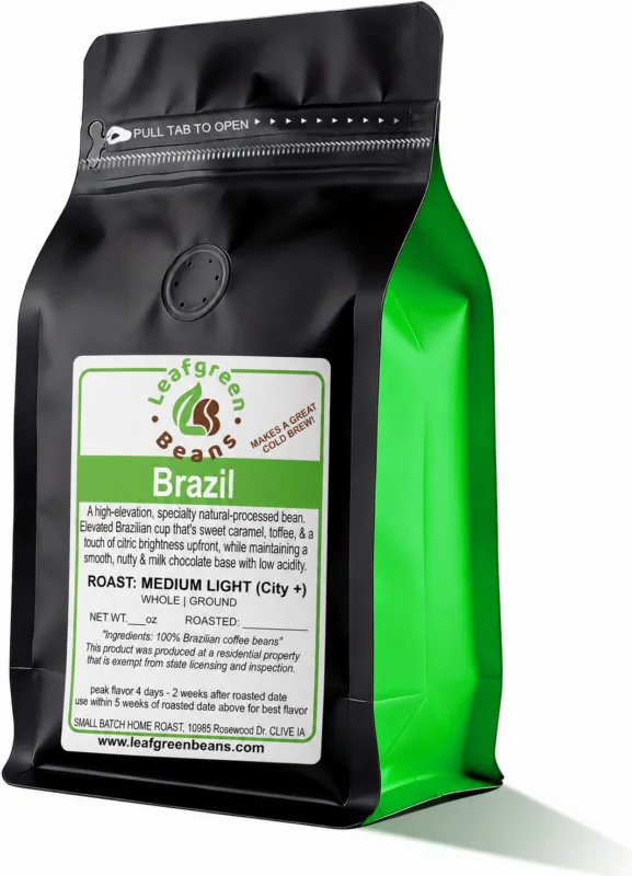 Leafgreen Beans Roasted Coffee 14 Brazil - Roasted Coffee Beans